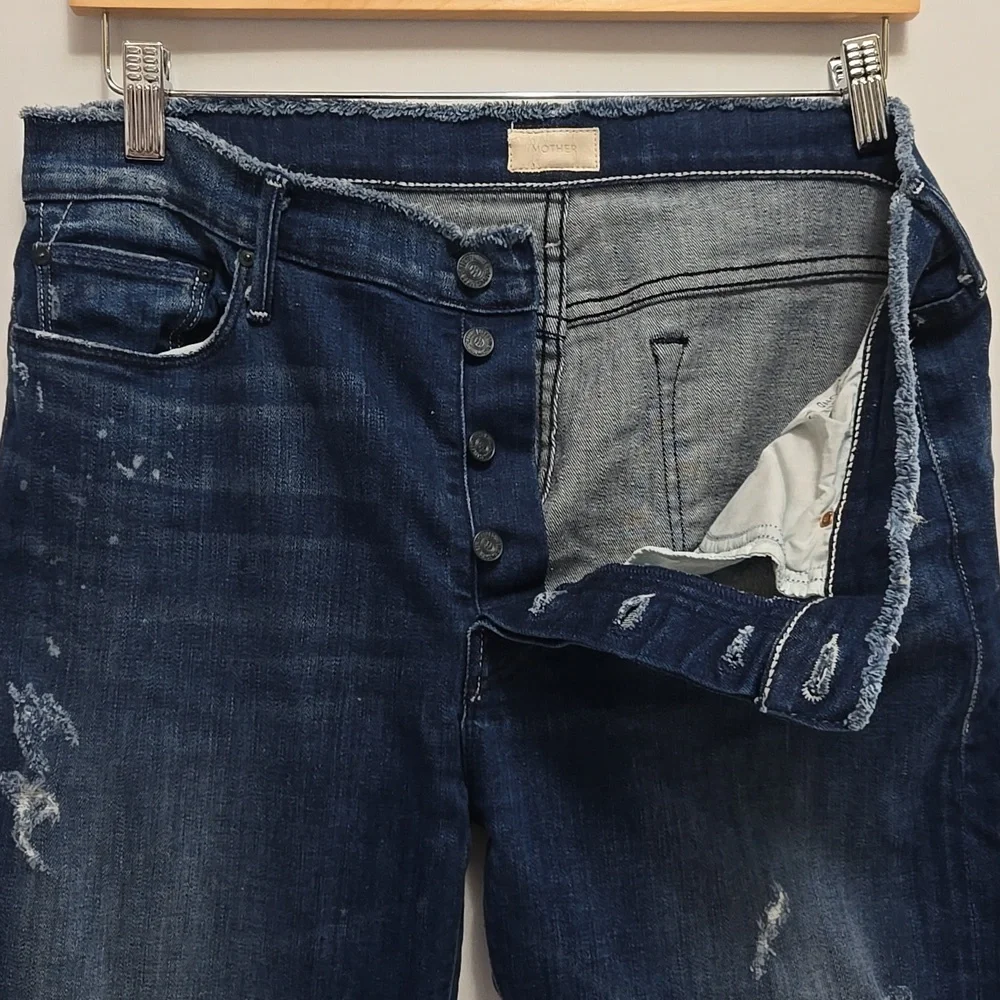 Mother Double Fray Vagabond‎ Jeans in Take The Edge Off Size 30 Distressed USA